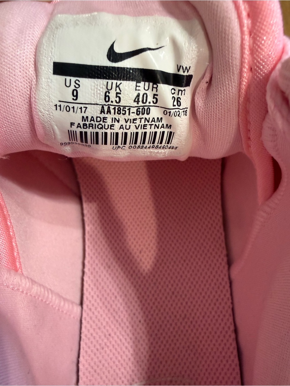 Nike Light Pink Mesh golf Roshe Athletic Sneakers with White Swoosh - Picture 5 of 6